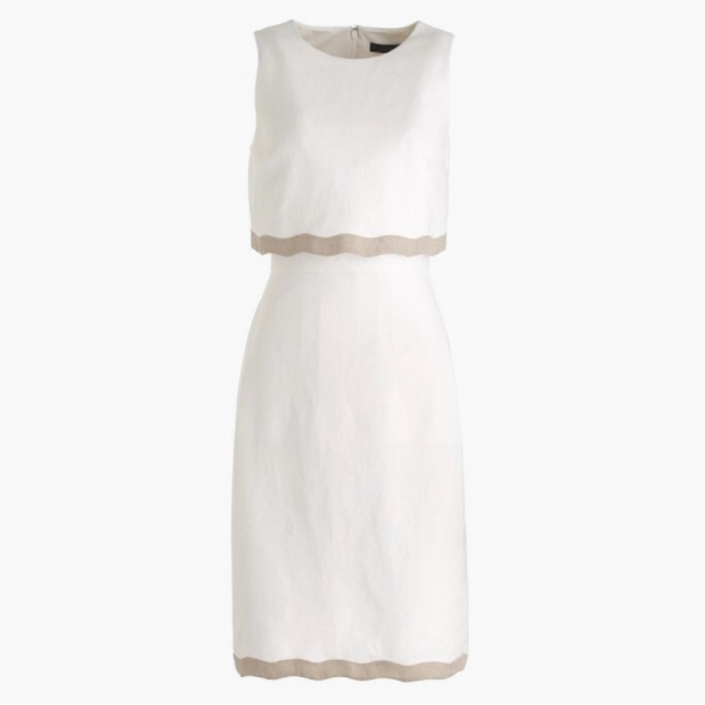 J.Crew Scalloped Linen Dress Size 10